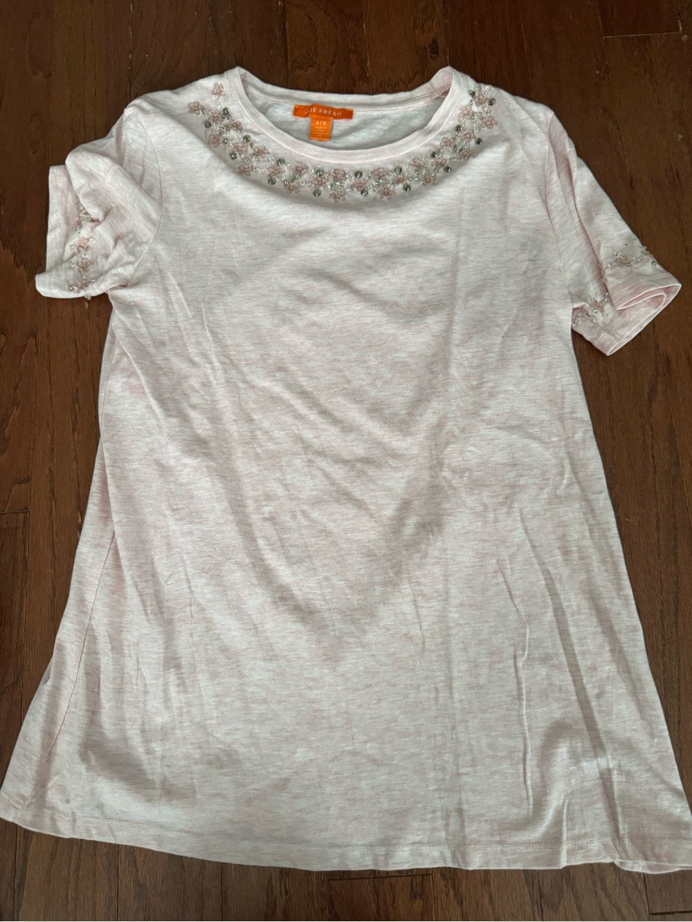 Joe Fresh Light Pink Embellished Crewneck Tee